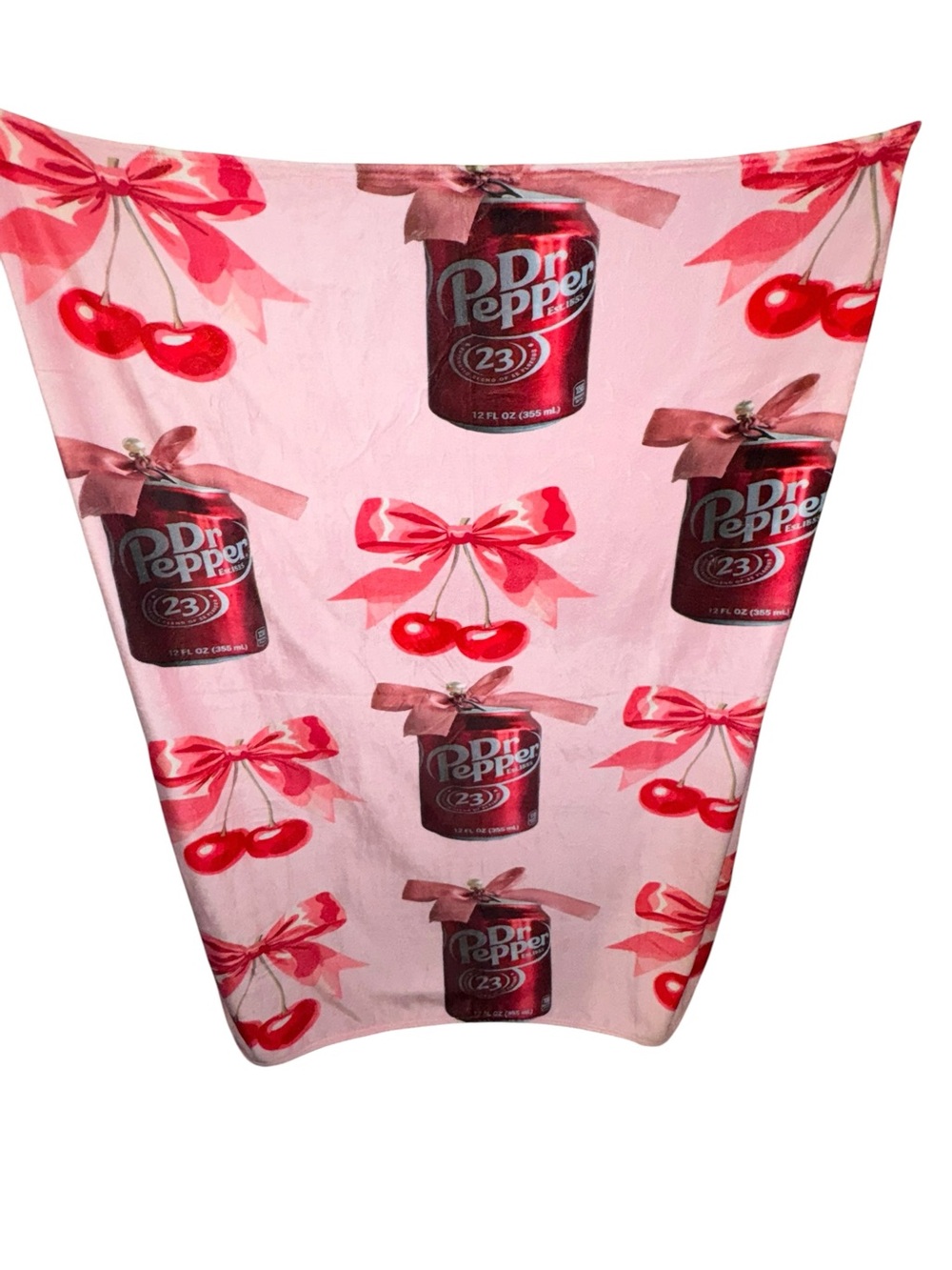 Dr Pepper w/Cherry Bow 50x60 Minky PlushThrow Blanket